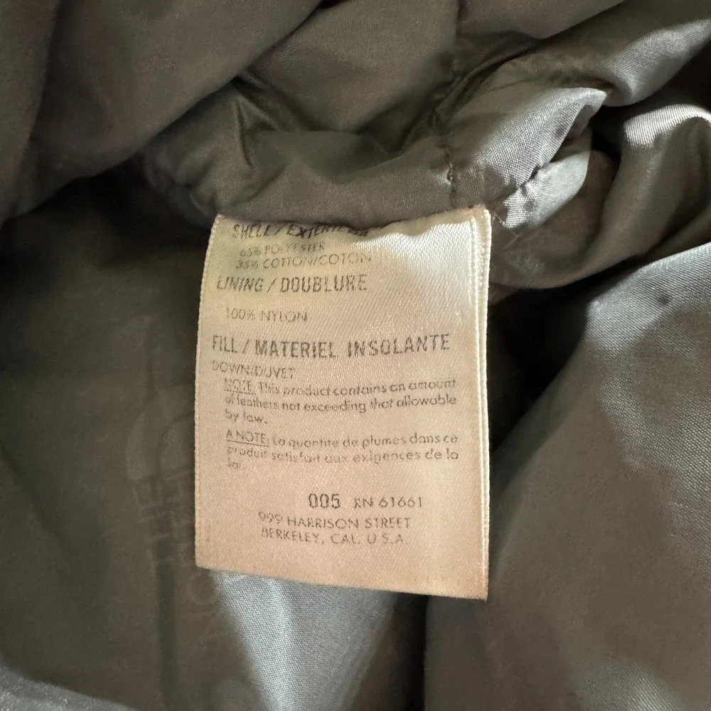 Vintage The North Face Men's Size XL Brown Label Goose Down Coat Parka Blue Hood